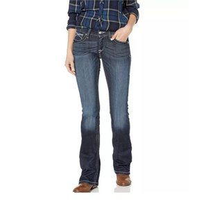 Ariat REAL Womens Rosey Boot Cut Jeans Dark Wash Blue Stretch Mid Rise Size 31S
